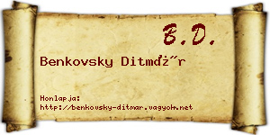 Benkovsky Ditmár névjegykártya